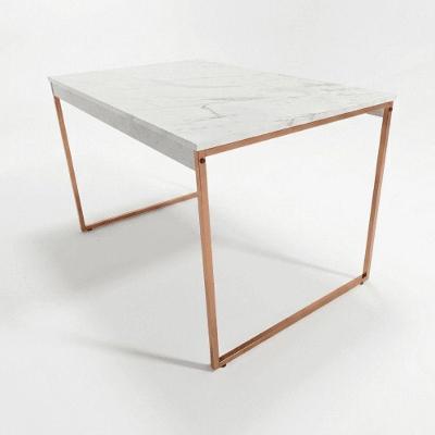 Mesa de Jantar Nero 4 Lugares Retangular MDF Branco e Bronze KLM Store
