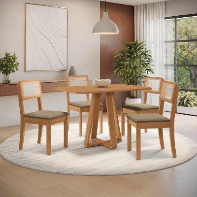 Mesa de Jantar Gardeni 4 Lugares Quadrada Tampo MDP 120CM Café Kappesberg