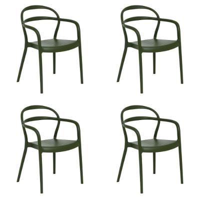 Kit 4 Cadeiras Tramontina Sissi com Braços Estrutura Plástica Polipropileno Verde Musgo