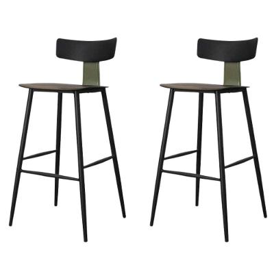 Kit 2 Banquetas Altas Analu Assento PU Base Aço com Encosto Fixo Preto e Verde Rivatti Móveis