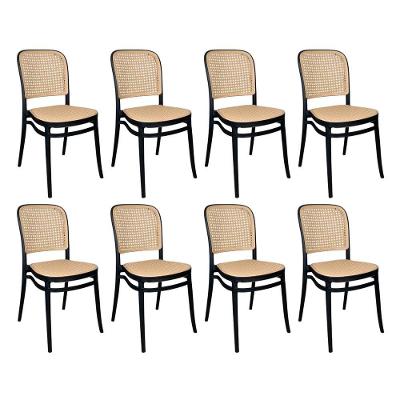 Kit 8 Cadeiras de Jantar Roma Plástico Polipropileno Preta Oficial Webshop
