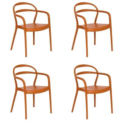 Kit 4 Cadeiras Tramontina Sissi com Braços Plástico Polipropileno Terracota Tramontina