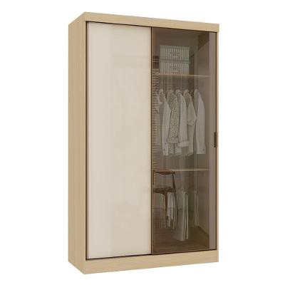 Guarda Roupa Modulado Mônaco 2 Portas de Correr 3 Gavetas MDF MDP Off White Luciane Móveis 134,5CM