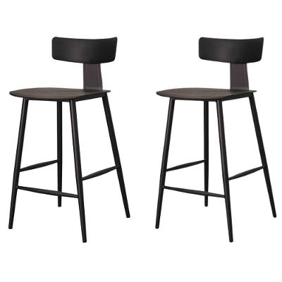 Kit 2 Banquetas Baixas Analu Assento PP Preto Encosto Base Aço 89CM Rivatti Móveis