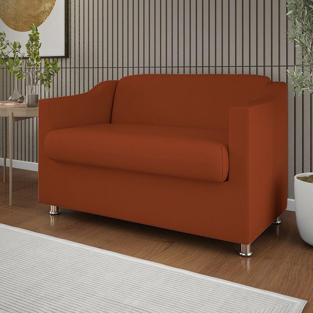 Sofá Namoradeira 2 Lugares Tilla Sala De Espera Suede Cor:terracota - 5