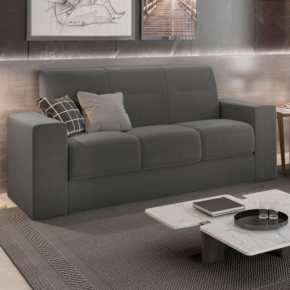 Sofá 2 E 3 Lugares Recife Veludo Cinza Mamflex Cinza - 2