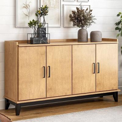 Buffet Aparador Z25 Rústico 4 Portas Madeira Maciça 152CM Marrom Mpozenato