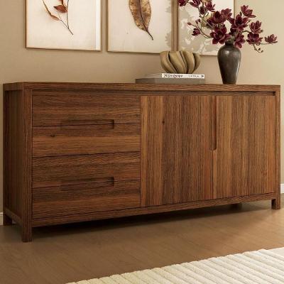 Buffet Aparador Floris Rústico 2 Portas 4 Gavetas 165CM Castanho Mpozenato