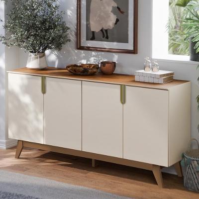Buffet Aparador Cannes Z30 Moderno 4 Portas MDP 160CM Off White e Canela Mpozenato