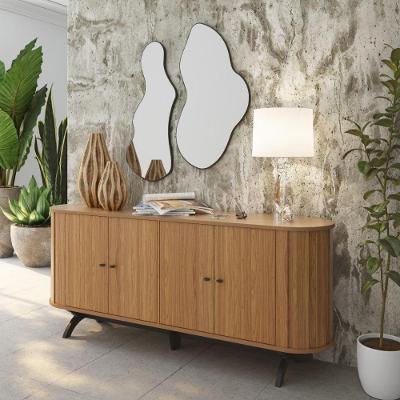Buffet TB296 Contemporâneo 4 Portas MDF 180CM Freijó-Preto Dalla Costa Móveis