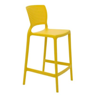 Banqueta Safira Assento em Polipropileno Base Fixa com Encosto Fixo Amarelo Tramontina