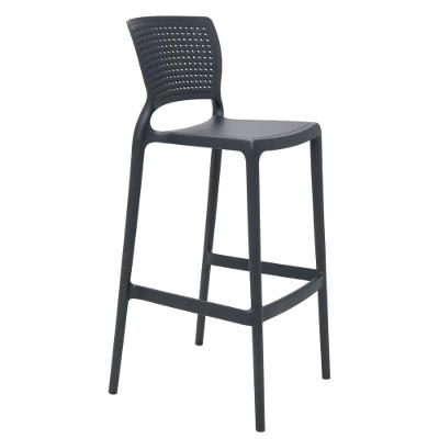 Banqueta Safira Alta em Polipropileno e Fibra de Vidro com Encosto Cinza Tramontina 47CM
