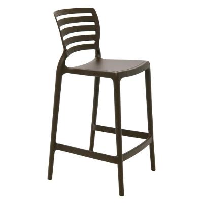 Banqueta Sofia Alta Assento em Polipropileno Base Fixa com Encosto Marrom Tramontina 47CM