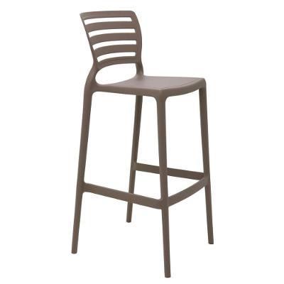 Banqueta Sofia Assento em Polipropileno Base Fixa com Encosto Caramelo Tramontina 92137210