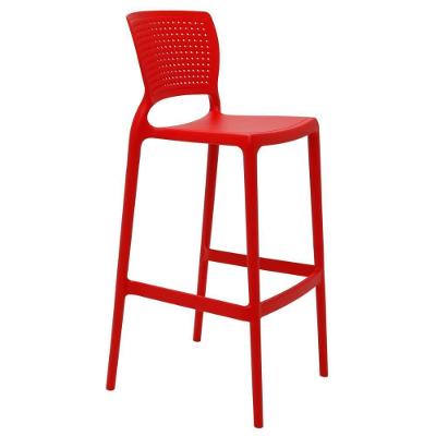Banqueta Safira Assento em Polipropileno Base Fixa com Encosto Não Ajustável Vermelho Tramontina