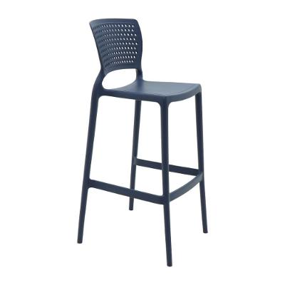 Banqueta Alta para Bar Serena Assento em Polipropileno com Encosto Azul Navy Tramontina