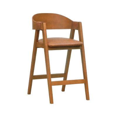 Banqueta Alta Bistrô Miami Assento Estofado Base Fixa Encosto Anatômico Amêndoa Decorise