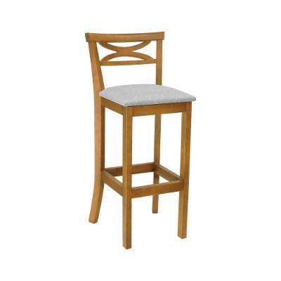 Banqueta Alta Bistrô Verona Assento Linho Base Madeira