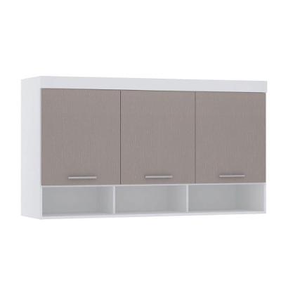 Armário Aéreo Maleiro Alpes 145CM 3 Portas MDF MDP Branco Luciane Móveis