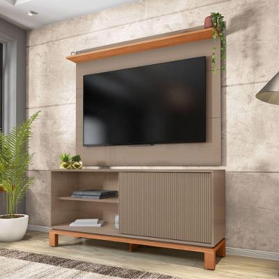 Bancada Rack com Painel para TV Jace Até 45" 136CM MDF-MDP Amadeirado Caemmun Móveis