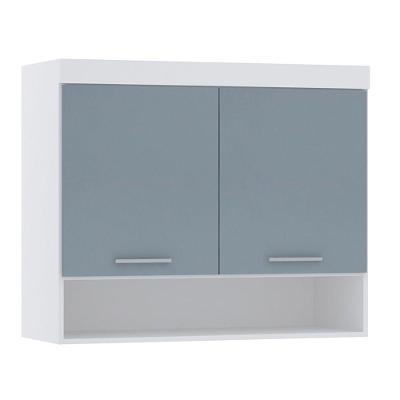 Armário Aéreo Maleiro Alpes 97CM 2 Portas MDP Porta de Bater Branco Luciane Móveis