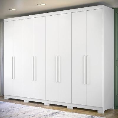 Guarda Roupa Casal Vortex S01 8 Portas de Bater 4 Gavetas MDP Branco Mpozenato 239CM