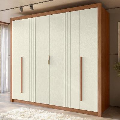 Guarda Roupa Casal Loretto S01 6 Portas de Bater 3 Gavetas MDF-MDP Jatobá-areia 245CM Mpozenato