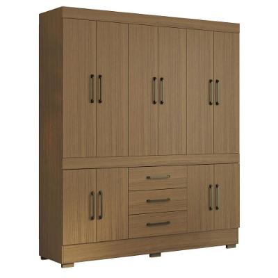 Guarda Roupa Casal Mônaco 10 Portas de Bater 3 Gavetas MDP Amadeirado Aramóveis 178.8CM
