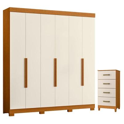 Guarda Roupa Casal Vinci 6 Portas de Bater 3 Gavetas MDP Cinamomo Off White Albatroz Móveis