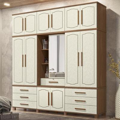Guarda Roupa Casal Tóquio 13 Portas de Bater 7 Gavetas MDF-MDP com Espelho Jatobá-areia Mpozenato