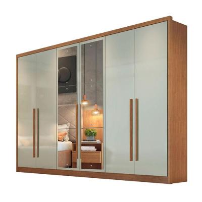 Guarda Roupa Casal Robust 6 Portas de Bater 6 Gavetas MDF com Espelho Cumaru-fendi 276CM