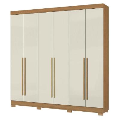 Guarda Roupa Casal 2030230 6 Portas de Bater 2 Gavetas MDP Cinamomo Off White Aramóveis
