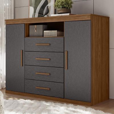 Cômoda Savana S01 4 Gavetas MDF-MDP Jatobá-Grafite Mpozenato 129CM