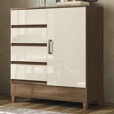Cômoda Thales 4 Gavetas 1 Porta MDF-MDP Marrom Mpozenato 90CM