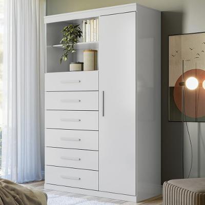 Cômoda Multiuso S01 6 Gavetas MDF MDP Puxador MDF Branco Mpozenato