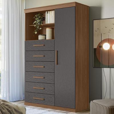 Cômoda Multiuso S01 6 Gavetas MDF-MDP Jatobá Grafite Mpozenato
