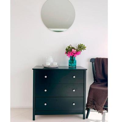 Cômoda DM219 3 Gavetas MDF Puxador Alumínio Preto 10kg Ditália Móveis