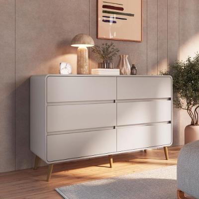 Cômoda Curve 6 Gavetas MDF Puxador Plástico Bege Dalla Costa Móveis