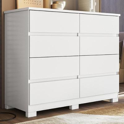 Cômoda Morin S01 8 Gavetas MDF-MDP sem Puxador Branco Quarto Moderno Mpozenato