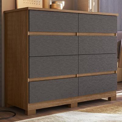 Cômoda Morin 8 Gavetas MDF-MDP Jatobá-Grafite Mpozenato 136CM