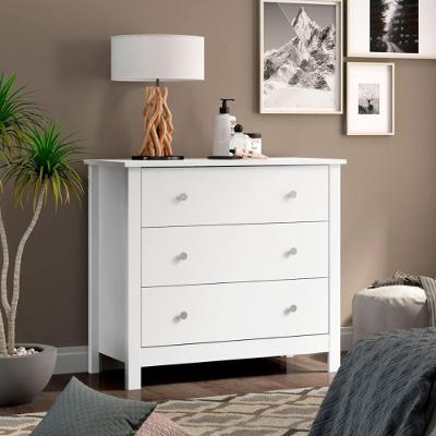 Cômoda DM219 3 Gavetas MDF Puxador Alumínio Branco 76CM Ditália Móveis