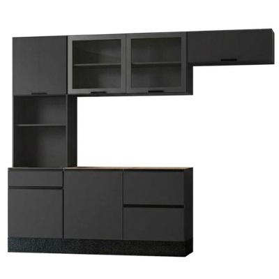 Cozinha Modulada Etna 4 Módulos 2 Gavetas MDP Grafite Poliman Móveis