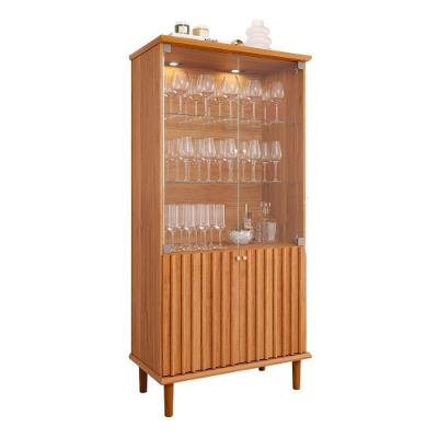 Cristaleira Luiza 4 Portas 4 Prateleiras MDF com LED Cinamomo Milani Movelaria