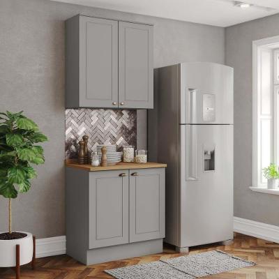 Cozinha Compacta Amy 2 Portas 4 Gavetas MDF 80CM Cinza Casa 812