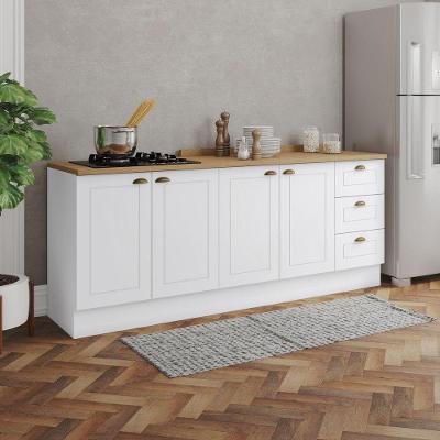 Cozinha Compacta 2 Peças Amy 4 Portas 3 Gavetas MDF 200CM Branco Hp Nature Casa 812