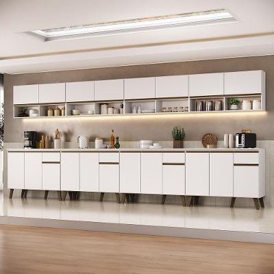 Cozinha Harris 20 Portas 4 Gavetas MDP 420CM Branca com Preta Móveis Carraro
