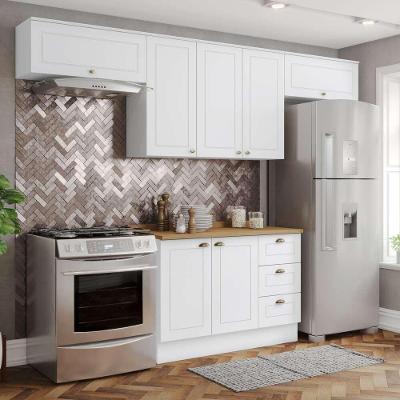 Cozinha Compacta Amy 7 Portas 3 Gavetas MDF 280CM Branco Casa 812