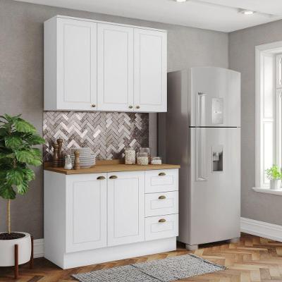 Cozinha Compacta Amy 2 Peças 5 Portas 3 Gavetas MDF MDP 120CM Branco Hp Nature Casa 812