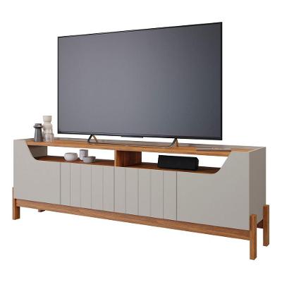 Rack Bancada Moema para TV Até 70" 185CM MDF 4 Portas Off White Loja Doce Lar