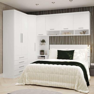 Quarto de Canto Queen Alpes Luci 7 Portas 5 Gavetas MDP Branco Luciane Móveis